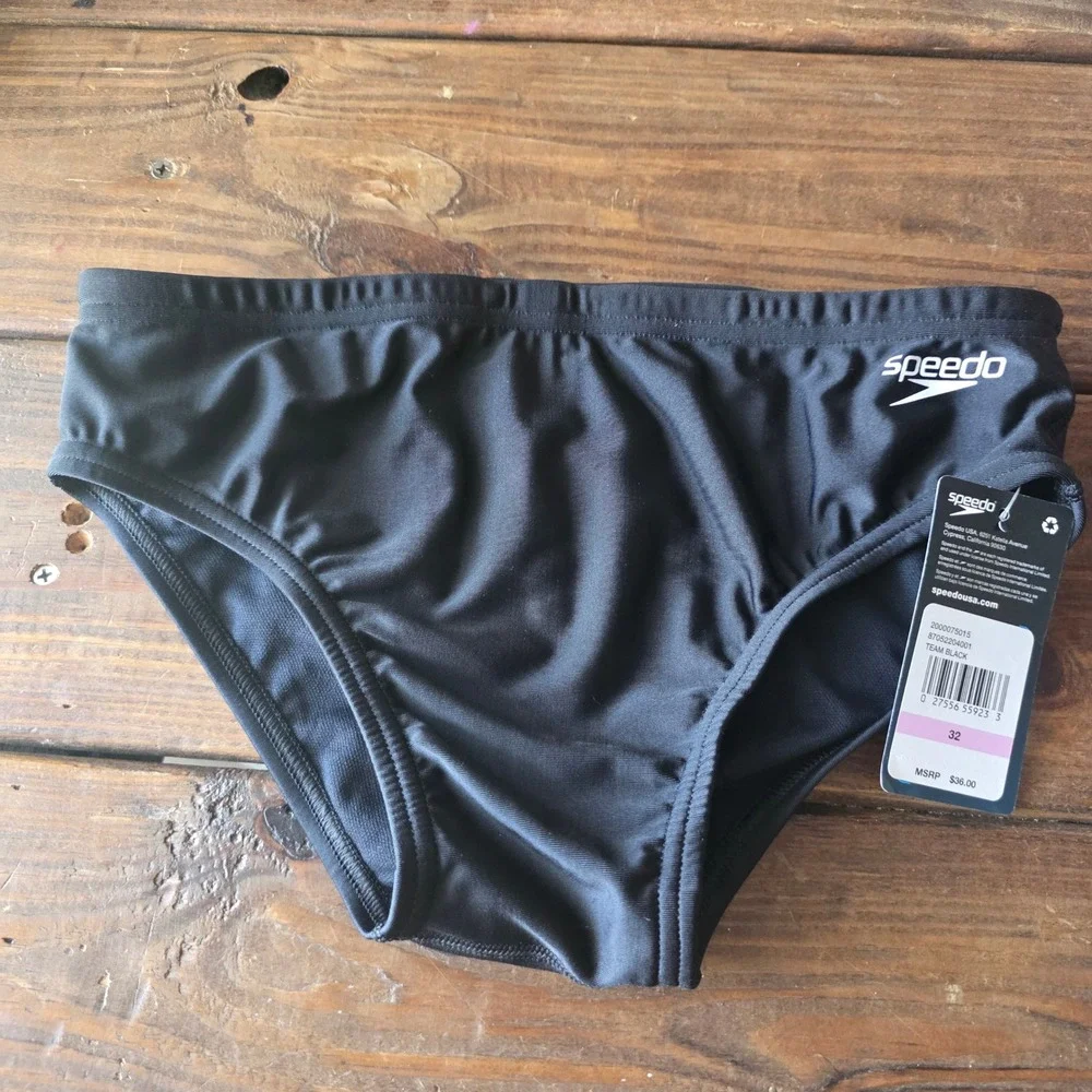 NWT Speedo Pro LT Swim Briefs in Team Black size 32 Mens